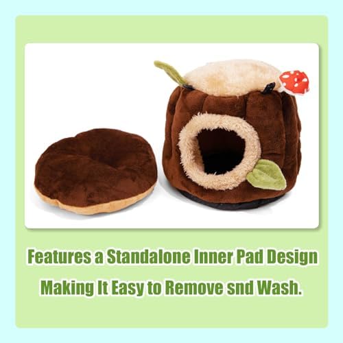 Guinea Pig Hideout Hamster Cage Accessories,Stump Style Soft Washable Hedgehog,Ferret,Rat Hammock for Cage,Chinchilla,Ferret, Bunny Bed,Small Animal Houses & Habitats(L)
