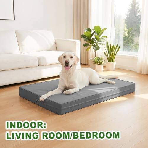 XXL Dog Bed Waterproof Wipeable, Extra Large Crate Pad 48" Washable Leather