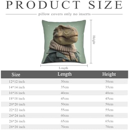 InkRain Winter Animal Cute Tyrannosaurus Rex Pillow Cover 24x24 Inch Set of 2 Home Decor Decorative Cotton Linen Illustration Pillowcases for Living Room House Sofa
