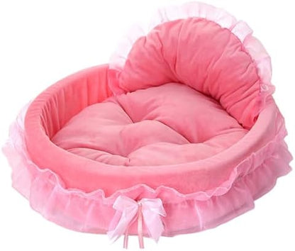 Pink Dog Bed Washable Princess Cat Couch Soft Plush Pet Sofa Nest Mat Snuggle Kitten Puppy Cave Beds Cute Cozy Kitten Doggy Kennel Cushion Small Medium Dogs Cats Sleeping Pad (L, Pink)