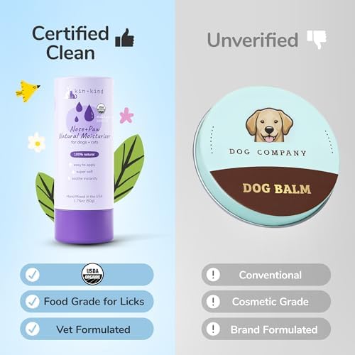 kin+kind USDA Organic Nose+Paw Balm Stick, Dogs & Cats, Lick Safe, 1.76 oz