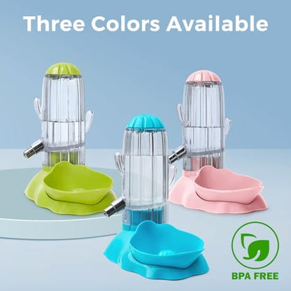 Vannon 2 in 1 Hamster Feeder Small Animal Water Bottle & Food Bowl Water Dispenser & Food Dish Bowl for Hamster, Small Mice, Rat, Gerbil, 4.6oz/130ml, BPA Free, Pink