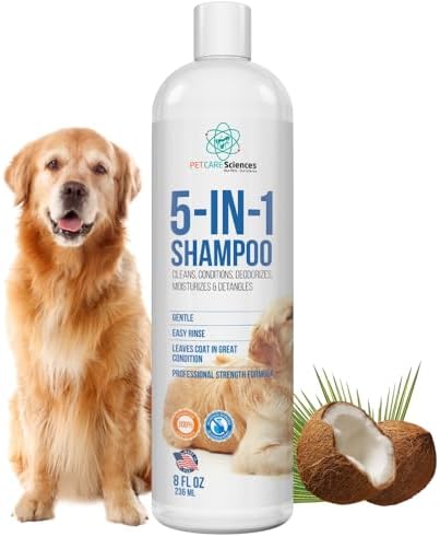 8 floz 5 in 1 Dog Shampoo for Itchy Skin - Sensitive Skin Dog Shampoo for Smelly Dogs - Dog Shampoos & Conditioners - Made in The USA