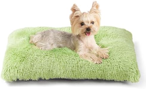EHEYCIGA Fluffy Dog Crate Bed for Small Dogs, Plush Crate Pad, Green