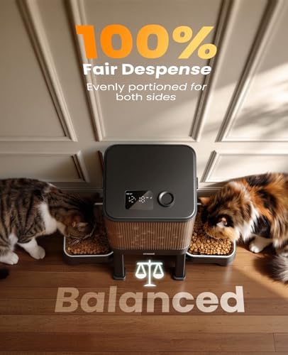 oneisall Automatic Cat Feeder for 2 Cats Pets, 32 Cups/7L