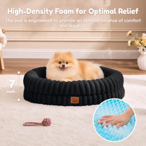 ChiXnuggle Orthopedic Dog Bed, Washable Cover, Faux Fur Bolster Pet Couch