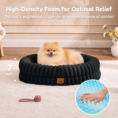 ChiXnuggle Orthopedic Dog Bed, Washable Cover, Faux Fur Bolster Pet Couch