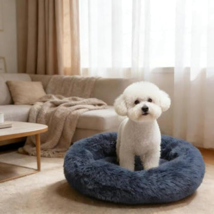 Comfort Donut Dog Bed for Small Dogs, Cat Bed & Pet Bed for Indoor Use, Medium Size with Soft Plush, Round Dog Beds for Large Dogs and Cats (Gray, 36''Lx36''Wx8''Th)