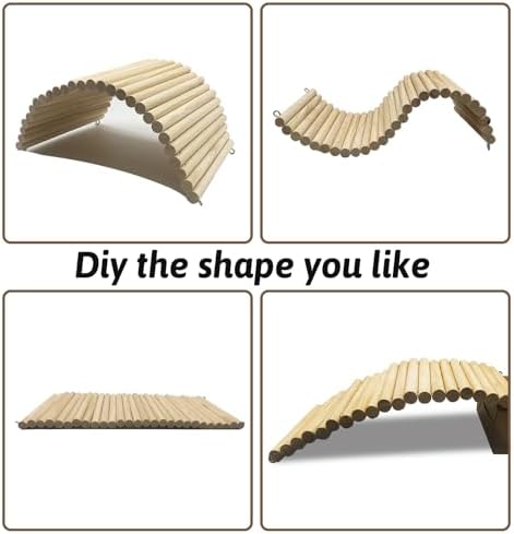Hamiledyi 15.66 x 7.8 Inches Wooden Reptile Hideout Bearded Dragon Bendy Bridge Climbing Ladder Hiding Hut Reptiles Hide Cave Habitat Decor for Lizards Gecko Spiders Snakes Tortoise