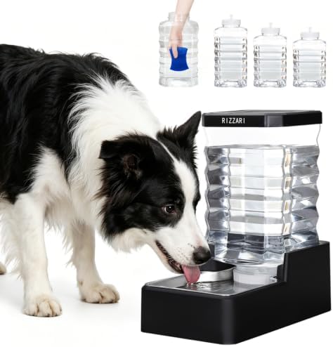 RIZZARI 2.4Gallon Automatic Dog Water Dispenser: Stainless Steel Bowl