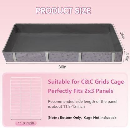FunFurry Waterproof Guinea Pig Cage Liner,Washable Tarp Bottom Base,Cage Liners for Small Animals,Hamster Chinchilla Hedgehog Ferret Rabbit. (Dark Grey-Paw, 24" X 36")