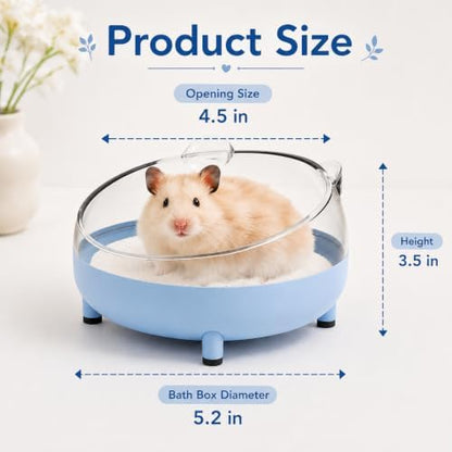 Meow&Woof Hamster Sand Bath Container, Large Sandbox Toilet Gerbil Batheoom, Tiny Chinchilla Dust Bathtub Sand Bath Box for Hamster Cage Accessories 5.2 Inch - Blue