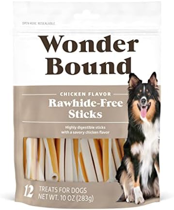 Wonder Bound Chicken Flavor Dog Treat Sticks - 12 Count - Rawhide-Free, Dental Health Chews for Plaque & Tartar Control, Easy Digest, Long-Lasting Snack