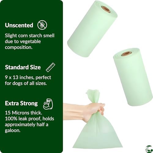 100% Compostable & Biodegradable Dog Poop Bags Leak-Proof and Extra Thick Light Green Dog Bags Pet Waste Bags for Big and Small Dogs - Unscented - Planet4Life (Pack of 240)