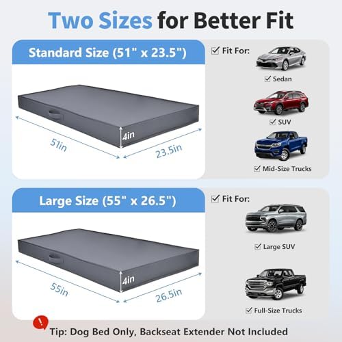 Backseat Dog Bed, Dog Bed for Car Back Seat, Fits Back Seat Extenders
