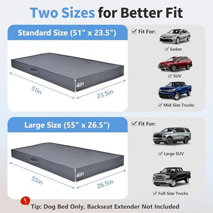 Backseat Dog Bed, Dog Bed for Car Back Seat, Fits Back Seat Extenders