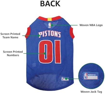 Pets First NBA DETROIT PISTONS DOG Jersey, X-Small - Tank Top Basketball Pet Jersey