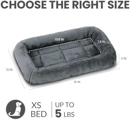 Patas Lague Small Dog Bed Bolster Pet Crate Mat 16''x12'' Dark Grey