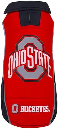 NCAA Ohio State Buckeyes Puffer Vest for Dogs & Cats, Size Large. Warm, Cozy, and Waterproof Dog Coat, for Small and Large Dogs/Cats. Best NCAA Licensed PET Warming Sports Jacket