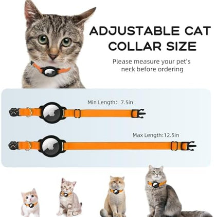 AirTag Cat Collars, Stretchy Collar with AirTag Holder and Bell