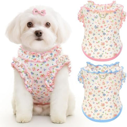 Dog Shirt for Small Dogs Breathable Summer Clothes with Ruffled Sleeves Dog Tshirt Stretchy Pet Tee for Puppies Sphynx Cats Kitten Frenchie Dachshund