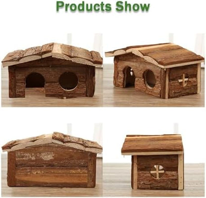 Hamiledyi Hamster Hideout House Wooden Rat Hut for Gerbils Dwarf Mouse