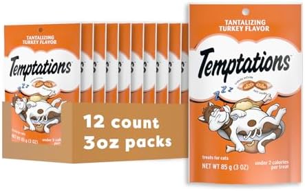 Temptations Classic Crunchy and Soft Cat Treats, Turkey, 3 oz, 12 Pack