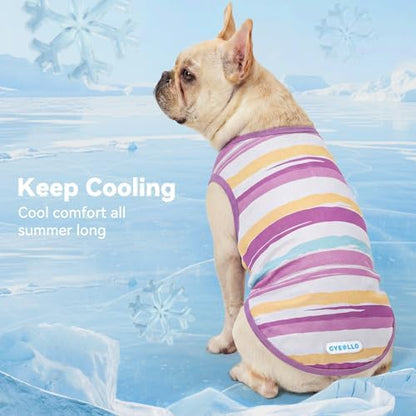 cyeollo 2Pack Dog Cooling Shirts Evaporative Dog Cooling Vest, M, Purple