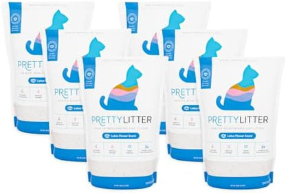 PrettyLitter Health Monitoring Cat Litter, Lotus Flower, 6-Pack, 6 lb. Bags