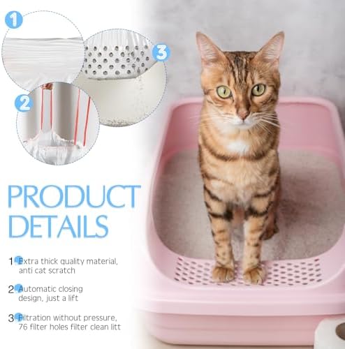 Jutom 14 Count Sifting Litter Box Liners, Cat Box Liners with Holes