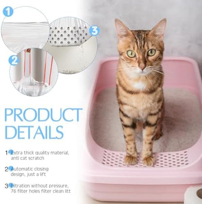 Jutom 14 Count Sifting Litter Box Liners, Cat Box Liners with Holes