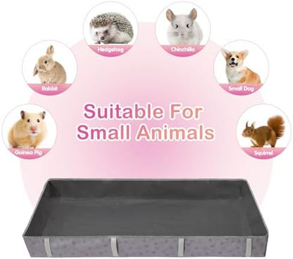 FunFurry Waterproof Guinea Pig Cage Liner,Washable Tarp Bottom Base,Cage Liners for Small Animals,Hamster Chinchilla Hedgehog Ferret Rabbit. (Dark Grey-Paw, 24" X 48")