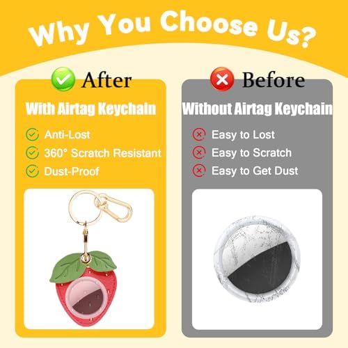 Leather Keychain Holder Case for AirTag, Cute Protective Cover for Apple Airtag KeyChain, GPS Tracker Item Finder