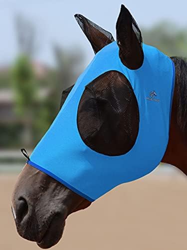 Mask Tech 5 Pieces Horse Fly Masks with Ears, Stretchy Elastic Mesh Fly Masks, 3D Eye Clearance, UV Protection-Medium,Combo 4