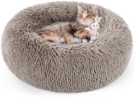 rabbitgoo Calming Cat Beds for Indoor Cats, 20 inches, Khaki