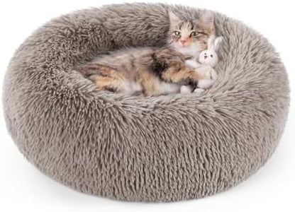 rabbitgoo Calming Cat Beds for Indoor Cats, 20 inches, Khaki