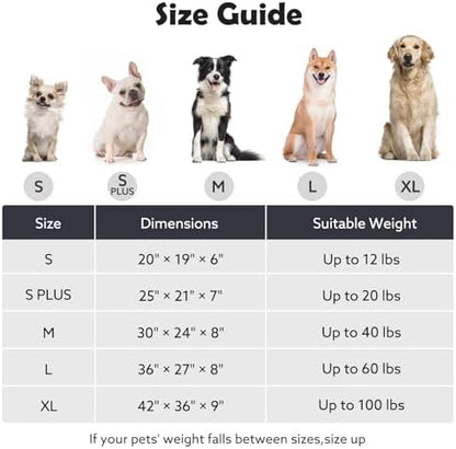 JOEJOY Large Dog Beds Large Sized Dog, Removable Washable Cover Orthopedic Soft Faux Rabbit Fur Pet Bed, Anti-Slip Fluffy Plush Faux Rabbit Fur Puppy Bed, 36"x27"x8", Leopard Print, Grey