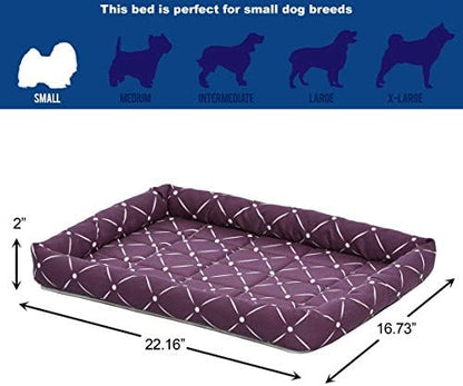 Midwest Homes for Pets 40224-PLD Quiet Time Couture Ashton Bolster Pet Bed, Medium Dog/24, Plum