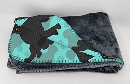 Caroline's Treasures MLM1005TBLT Black Pug Soft Travel Blanket with Bag Airplane Blanket, Indoor Outdoor Camping Blanket for Traveling, Picnics, Beach Trips, Concerts