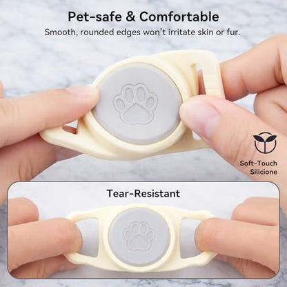 GOCII for Airtag Dog Collar Holder 2 Pack,Waterproof Dog Collar Holder for Apple AirTag(Gen 1 & 2),Silicone Air Tags Case for Dog Collars(Beige & Gray)