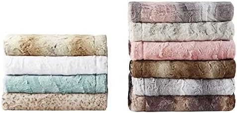 Madison Park Zuri Faux Fur Reversible Throw Blanket, 50 x 60 in, Tan