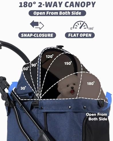 HITTITE Pet Stroller with Weatherproof Cover, All-Terrain 4-Wheel Cat & Dog Stroller with Adjustable Canopy, Foldable Dog Strollers with Storage Basket for Small to Medium Dogs Up to 55 lbs.