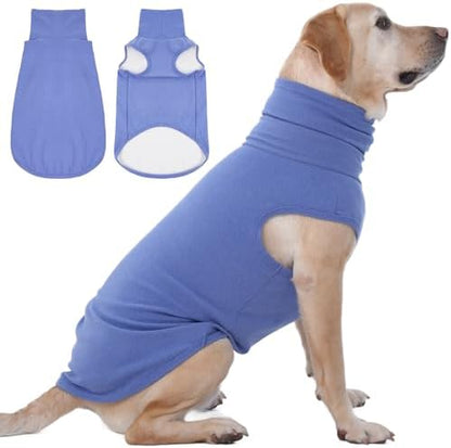 IECOii XXL Dog Sweater - Stretch Fleece Vest with Turtleneck, Blue,XX-Large