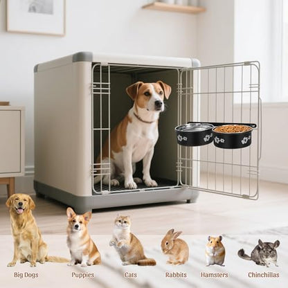 No Spill Dog Crate Water Bowls, 40oz Stainless Steel Dog Food and Water Bowl Set for Large/Medium/Small Pets, Detachable Hanging Pets Bowls for Cage, Kennel, Crate(Black)