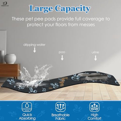 Washable Guinea Pig Bedding for 2 Story Guinea Pig Cages, Fast Absorption Reusable Guinea Pig Cage Liner, No Shrunk, Anti-Slip Bottom, Leak-Proof Pee Pad Mat, 12” x 24” & 24” x 48” (Navy)