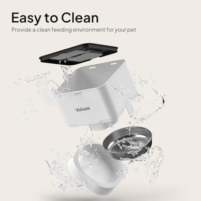VOLUAS Automatic Cat Feeder, 4L Timed Dry Food Dispenser for Cats & Dogs