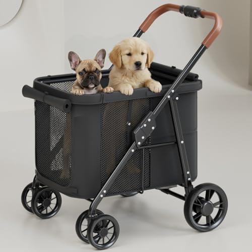 Dog Stroller for Large & Medium Dogs Up to 80 Lbs, Black