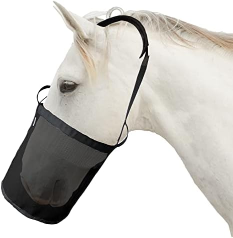 Horse Feed Bag, Nylon Mesh Grain Horse Feed Bucket (Black 2P)