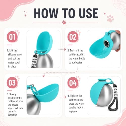 Portable Dog Water Bottle Pet Travel Water Bowl Dog Water Bottle (Blue, 02)