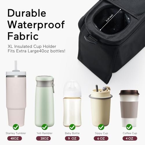 Momcozy Universal Stroller Organizer with Insulated Cup Holder